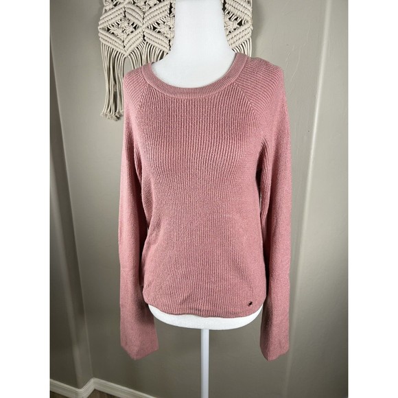 Women's Ribbon Tie Back Sweater Knit Small Top Pink Peach - Picture 3 of 14